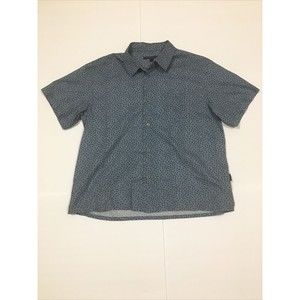 John Varvatos USA Shirt Mens Short Sleeve Light blue Navy Polka Dot Size Large